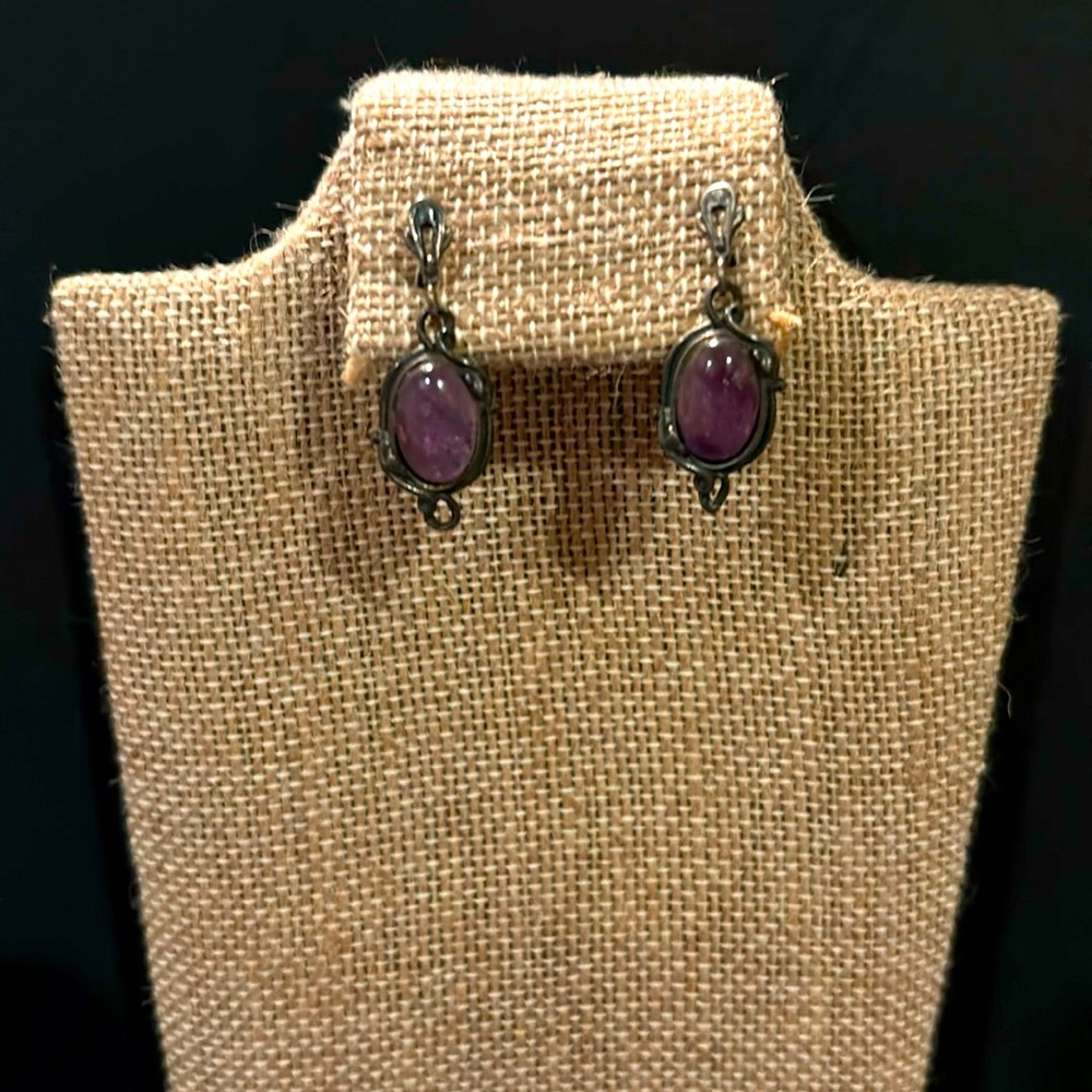 France Amethyst and 925 SS earrings